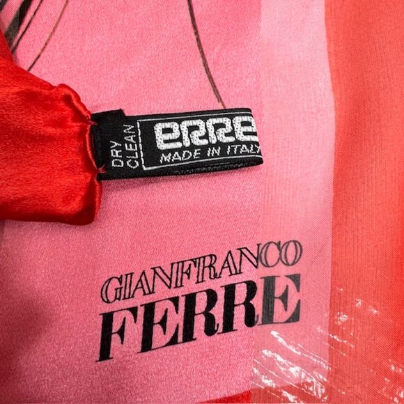 BeautifulPink Red Black Floral  Gianfranco Ferre Scar Silk Chiffon/Satin 34" (30 - Picture 6 of 13